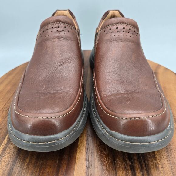 Clarks Shoes Mens 10.5 M Brown Tumbled Leather Un Brawley Slip On Casual Loafers main image 8